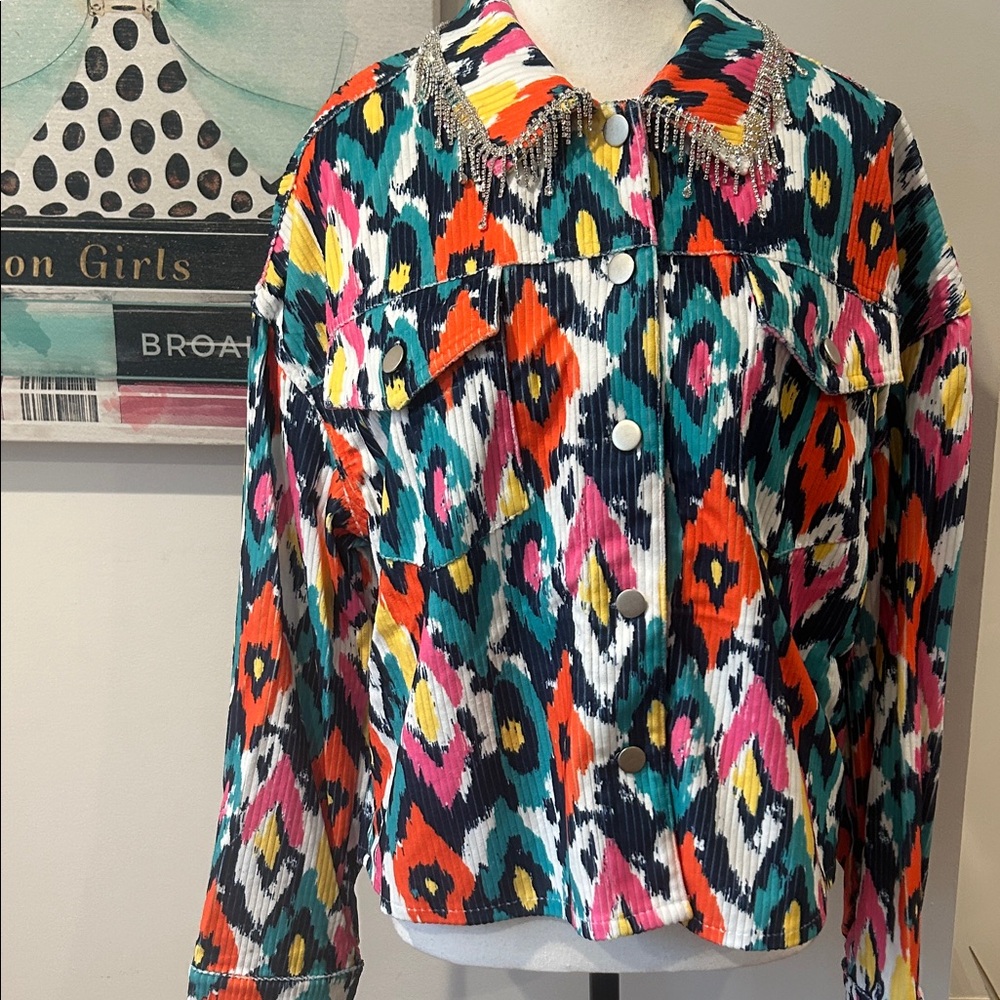 Corduroy Jacket with Rhinestone Neck line by Savanna Jane